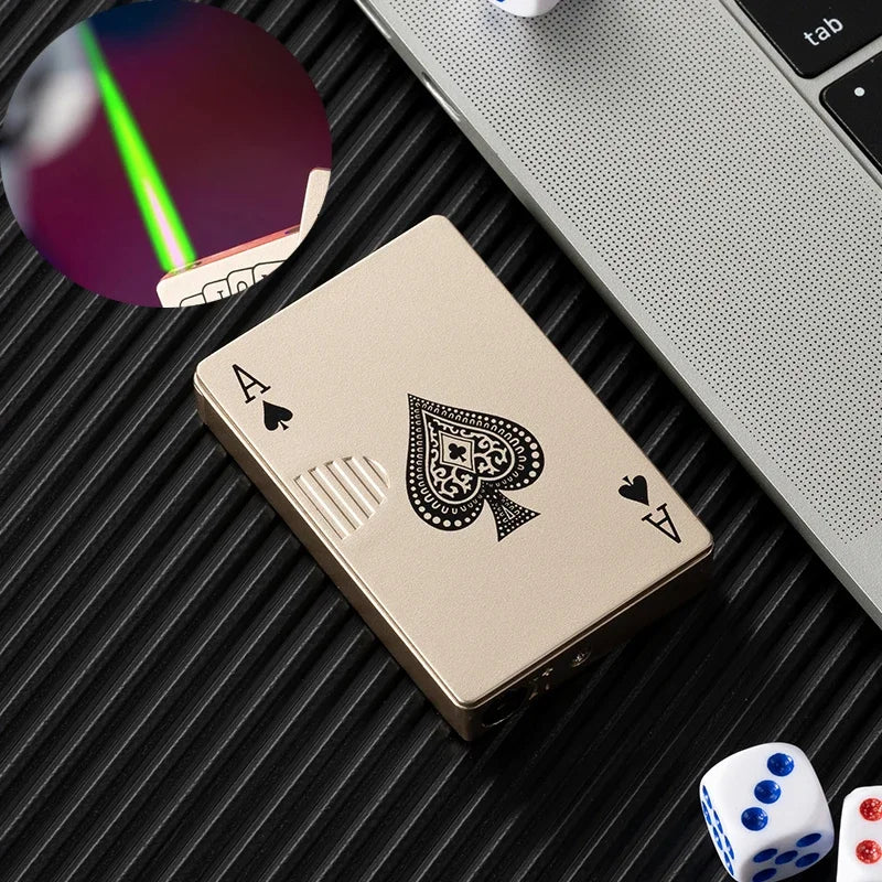 VIP Drop Shipping Creative Playing Cards Ace of Spades Lighter Butane Windproof Straight Metal Lighter Metal Fun Toy for Men