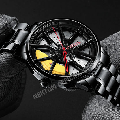 NEKTOM Men's Luxury Sports Car Quartz Watch - Waterproof Rim Hub Design