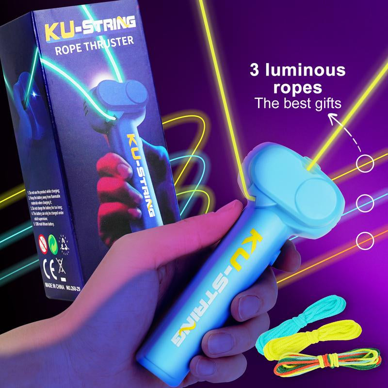 Original Glow-in-the-Dark String Shooter Toy with Dual Built-In UV Blacklights - Safe and Fun Gift for Adults and Kids - Viral Fidget Gadget - Ideal for Music Festivals and Rave Events