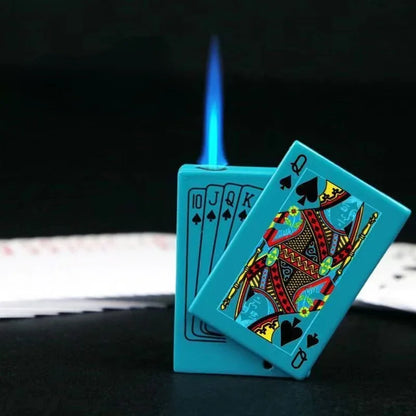 VIP Drop Shipping Creative Playing Cards Ace of Spades Lighter Butane Windproof Straight Metal Lighter Metal Fun Toy for Men