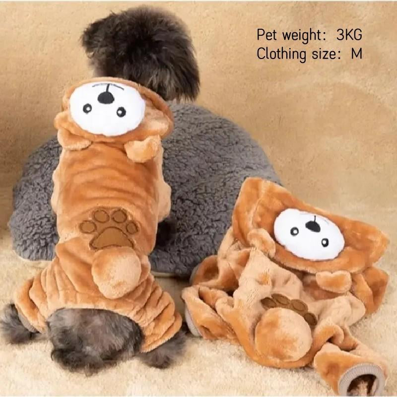 Cartoon Bear Design Pet Clothes, Cute Flannel Pet Clothes, Pet Decoration Supplies