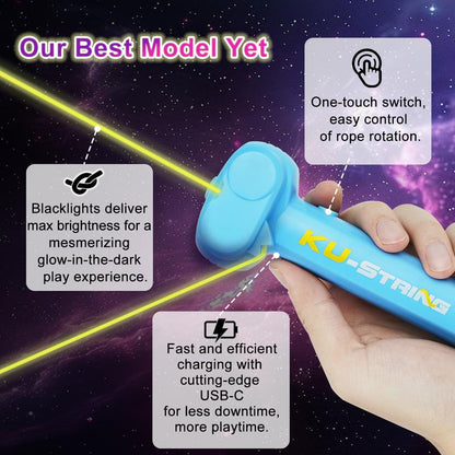 Original Glow-in-the-Dark String Shooter Toy with Dual Built-In UV Blacklights - Safe and Fun Gift for Adults and Kids - Viral Fidget Gadget - Ideal for Music Festivals and Rave Events