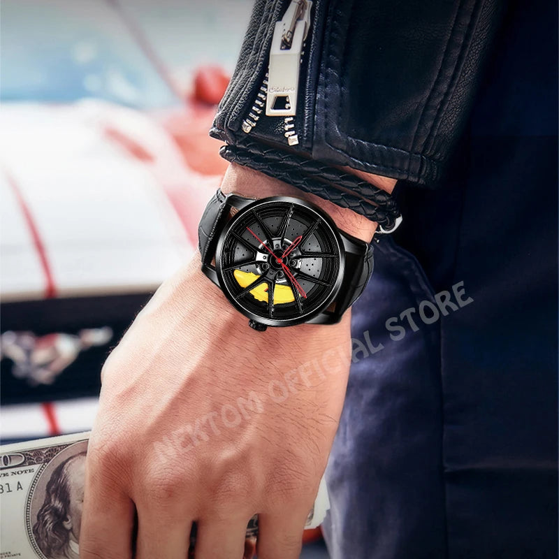 NEKTOM Men's Luxury Sports Car Quartz Watch - Waterproof Rim Hub Design