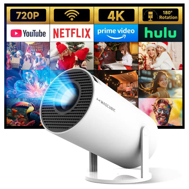 Projector, Portable Projector with 1080P Full HD Support, Wireless Screen Mirroring, Keystone Correction, 180° Rotation, Compatible with Phones/Tv Sticks/Laptops/4K Ultra HD Projection Screen.