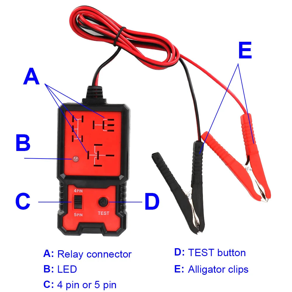 Universal 12V LED Indicator Light Car Battery and Relay Tester for Automotive Applications