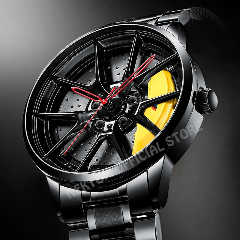 NEKTOM Men's Luxury Sports Car Quartz Watch - Waterproof Rim Hub Design