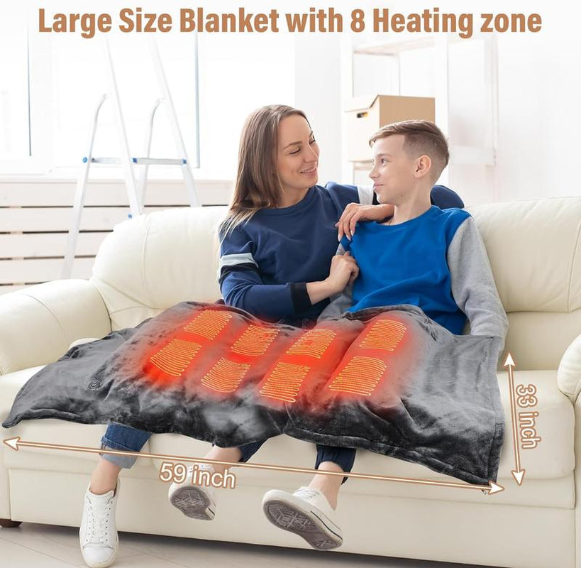 USB Heated Blanket Shawl - 59" x 33.5" Wearable Electric Blanket with Adjustable 3 Heat Levels, Machine Washable and Portable for Office and Home Use