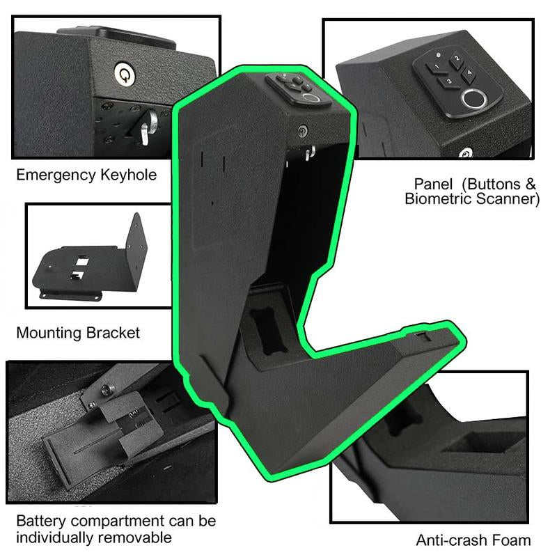 Biometric Hidden Safe with Fingerprint Recognition and Backlit Keypad for Secure Storage - Ideal for Nightstands, Desks, and Vehicles