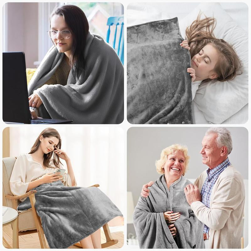 USB Heated Blanket Shawl - 59" x 33.5" Wearable Electric Blanket with Adjustable 3 Heat Levels, Machine Washable and Portable for Office and Home Use