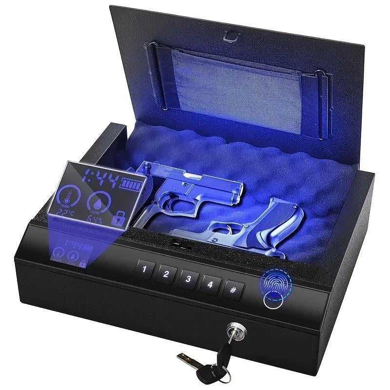 Biometric Hidden Safe with Fingerprint Recognition and Backlit Keypad for Secure Storage - Ideal for Nightstands, Desks, and Vehicles