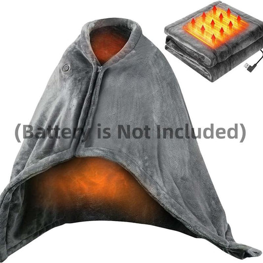 USB Heated Blanket Shawl - 59" x 33.5" Wearable Electric Blanket with Adjustable 3 Heat Levels, Machine Washable and Portable for Office and Home Use