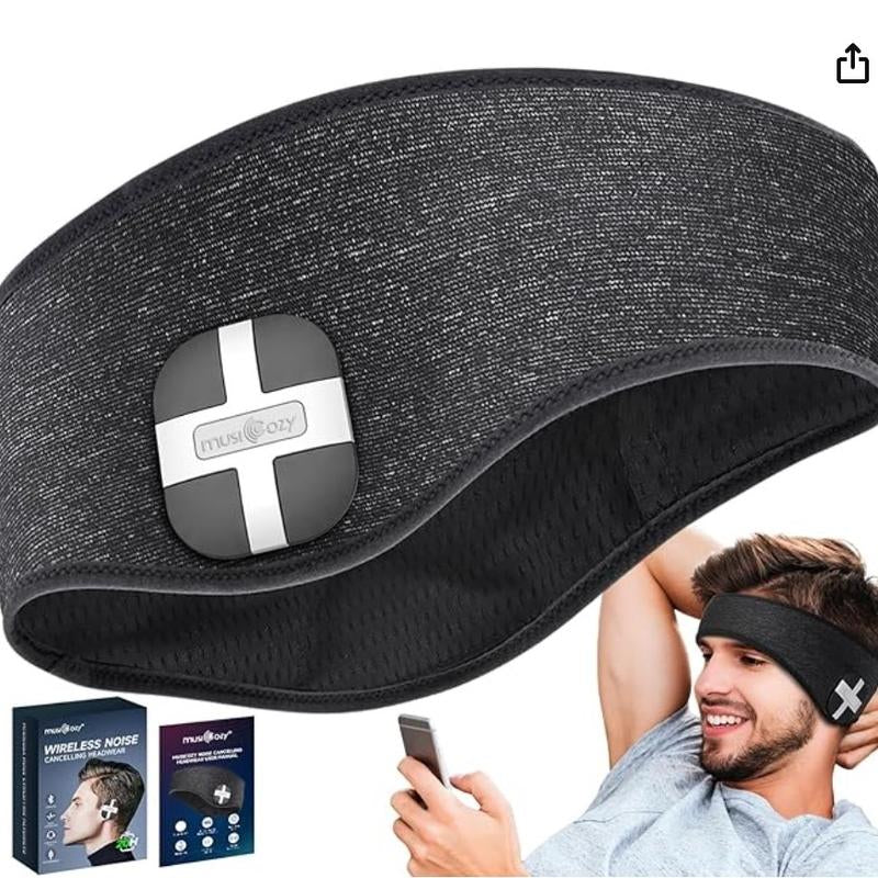 MUSICOZY Bluetooth 5.2 Headband Sleep Headphones Headband Headphones Sports Wireless Music Earphones Eye Mask Earbuds for Workout Running Travel Yoga Mom Women Cool Gadgets Unique Gifts Audio Boys