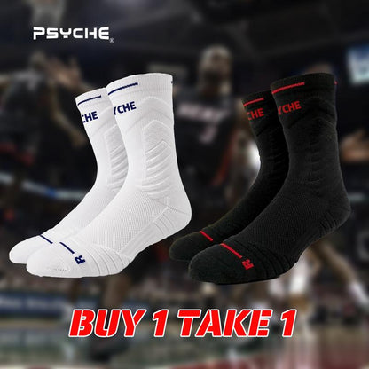 PSYCHE Buy One Get One Free Non-Slip Sports Socks for Men and Kids - Quick Dry, Professional Quality, Nylon, Ideal for Basketball and All Seasons