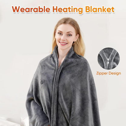 USB Heated Blanket Shawl - 59" x 33.5" Wearable Electric Blanket with Adjustable 3 Heat Levels, Machine Washable and Portable for Office and Home Use