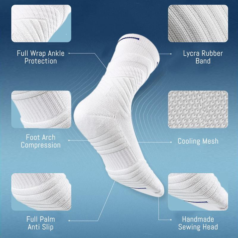 PSYCHE Buy One Get One Free Non-Slip Sports Socks for Men and Kids - Quick Dry, Professional Quality, Nylon, Ideal for Basketball and All Seasons