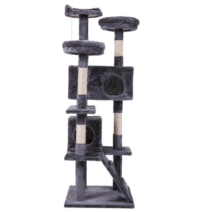 Tiasdof Cat Tree Cat Tower with Scratching Ball, Plush Cushion, Cat Furniture Ladder and Condos for Indoor Cats, Gray, Multi Level Cat Tower, Cat Gift