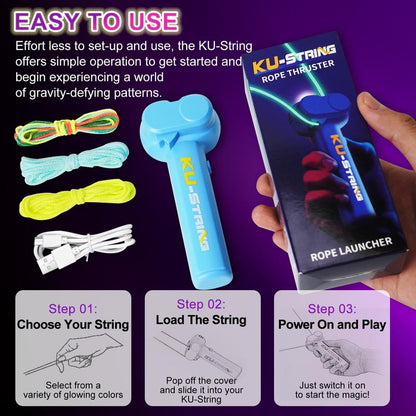 Original Glow-in-the-Dark String Shooter Toy with Dual Built-In UV Blacklights - Safe and Fun Gift for Adults and Kids - Viral Fidget Gadget - Ideal for Music Festivals and Rave Events