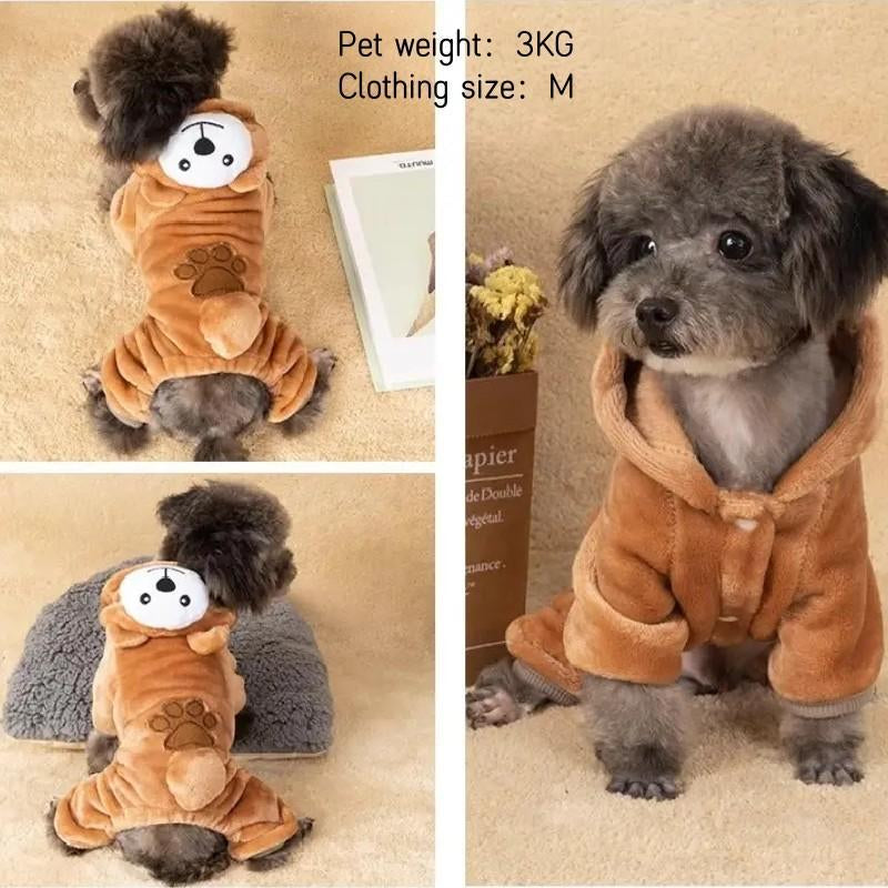 Cartoon Bear Design Pet Clothes, Cute Flannel Pet Clothes, Pet Decoration Supplies