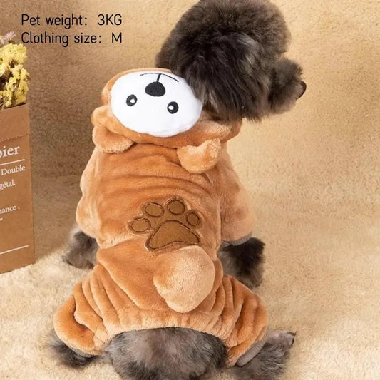 Cartoon Bear Design Pet Clothes, Cute Flannel Pet Clothes, Pet Decoration Supplies