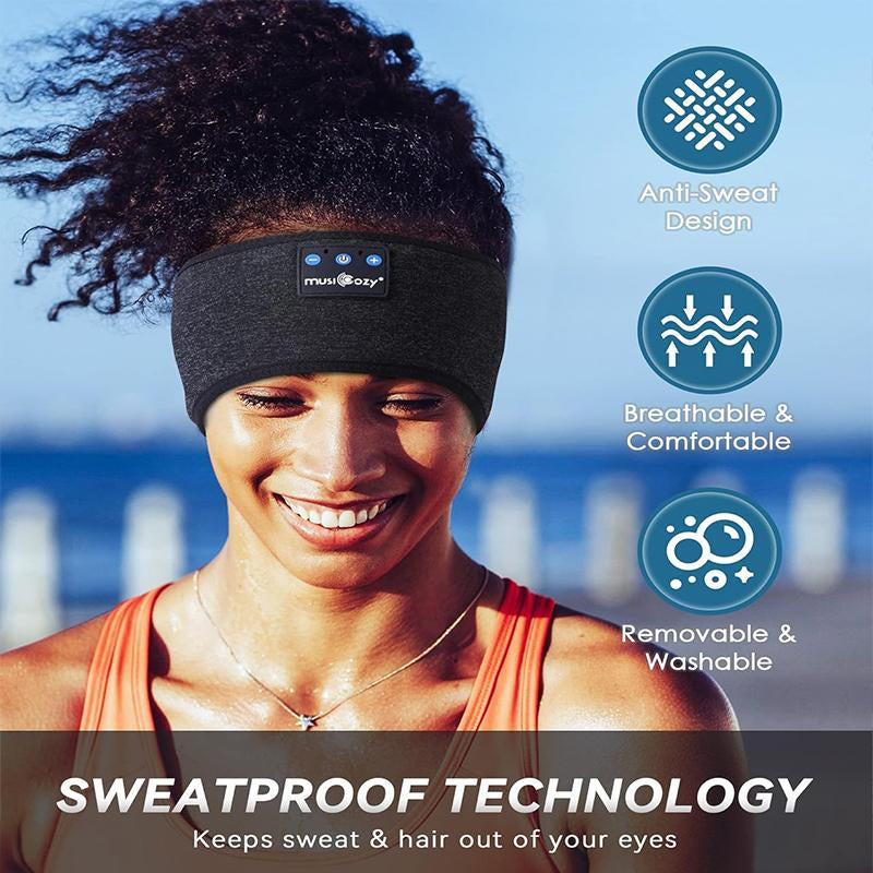 MUSICOZY Bluetooth 5.2 Headband Sleep Headphones Headband Headphones Sports Wireless Music Earphones Eye Mask Earbuds for Workout Running Travel Yoga Mom Women Cool Gadgets Unique Gifts Audio Boys