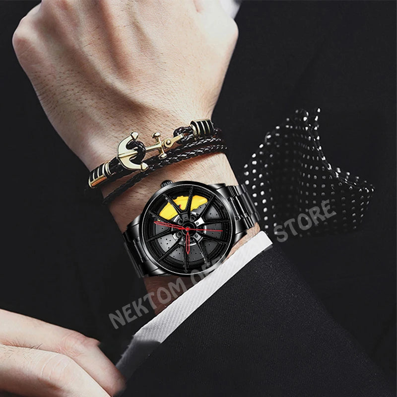 NEKTOM Men's Luxury Sports Car Quartz Watch - Waterproof Rim Hub Design