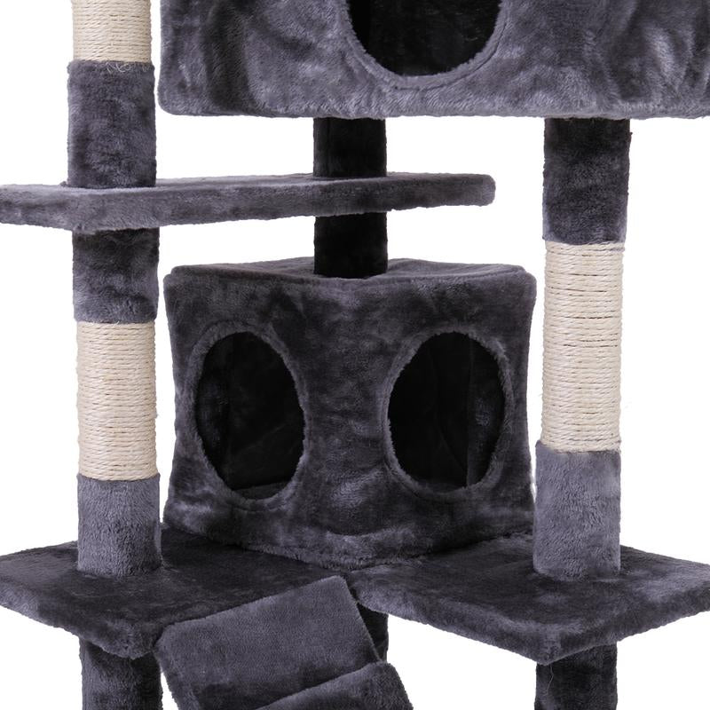 Tiasdof Cat Tree Cat Tower with Scratching Ball, Plush Cushion, Cat Furniture Ladder and Condos for Indoor Cats, Gray, Multi Level Cat Tower, Cat Gift