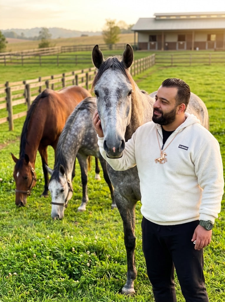 Ali with rescued horse